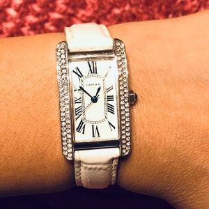 Cartier 18k authentic/ genuine leather w sapphire
